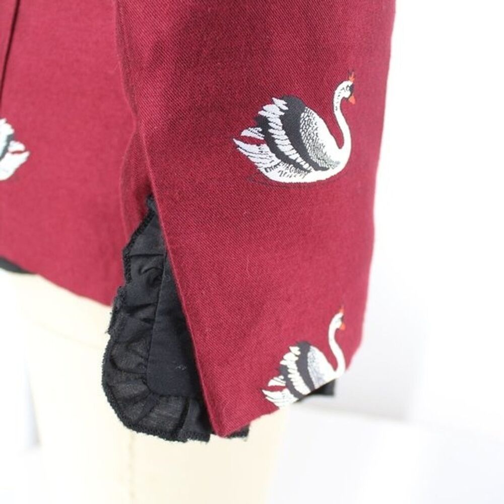 Cooper Trelise Cooper Jacket Swan Song Blazer Burgundy Embroidered Jacquard US 4 - Picture 9 of 12